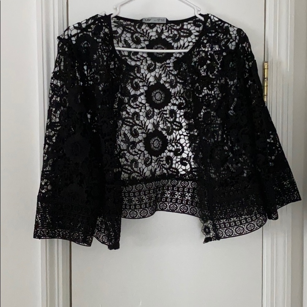 Zara crochet black top/petticoat